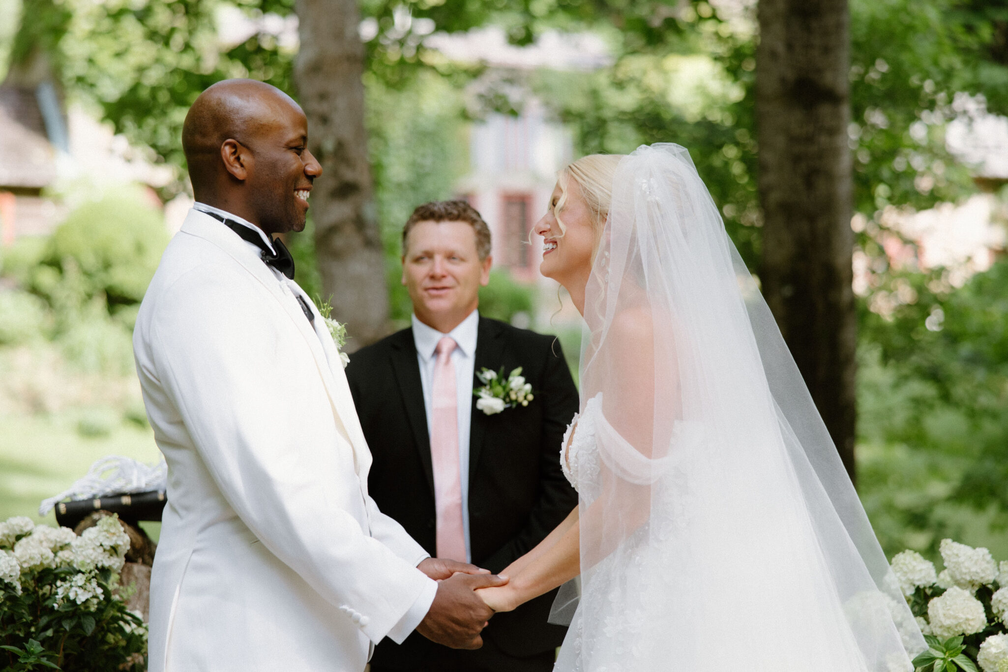 Couple Dances out side Douglas Ellington House on their wedding day
