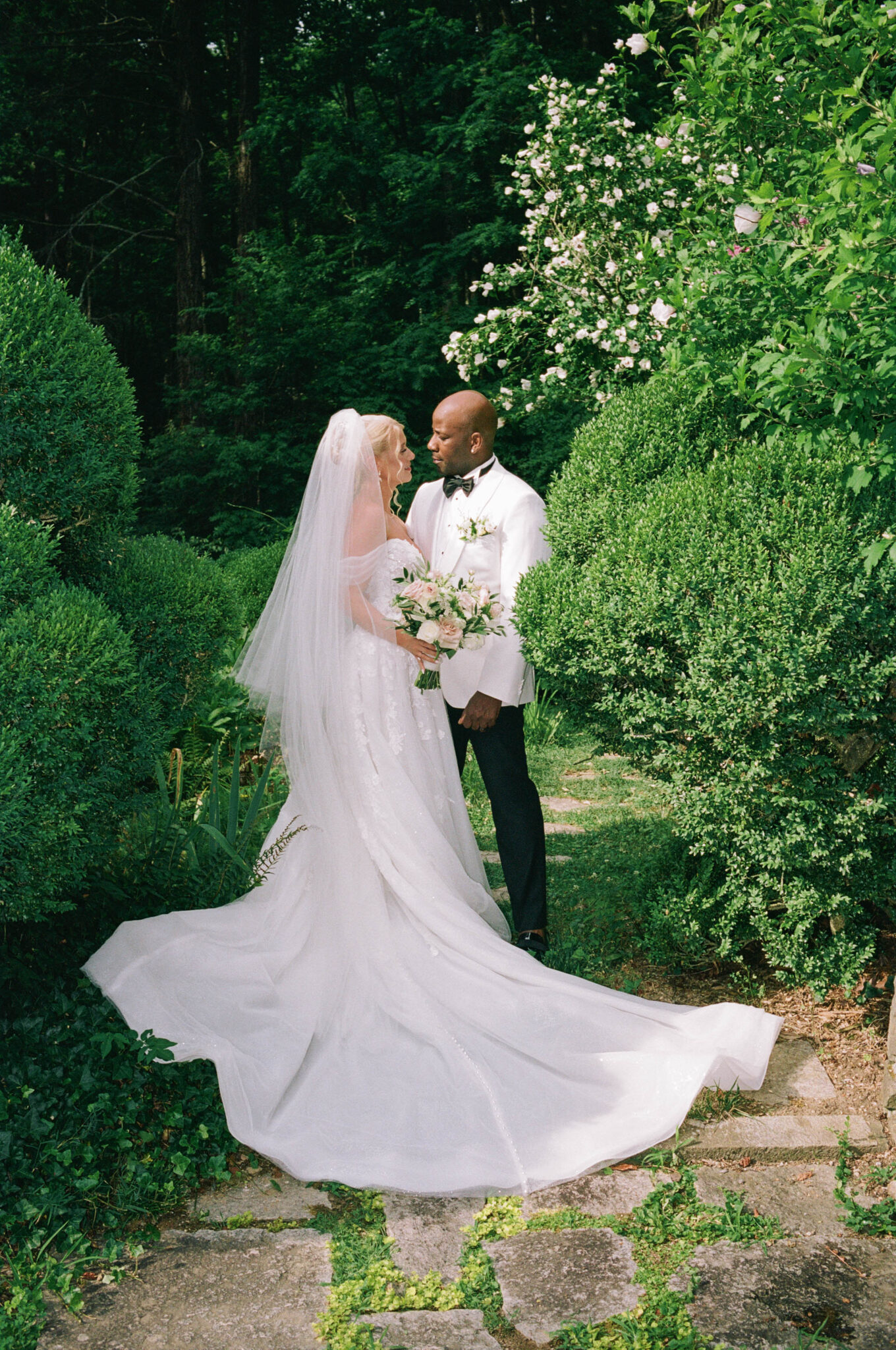 35mm film photography of a couple wedding in asheville, nc