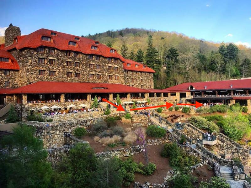 A view of the Sunset Terrace at The Omni Grove Park Inn