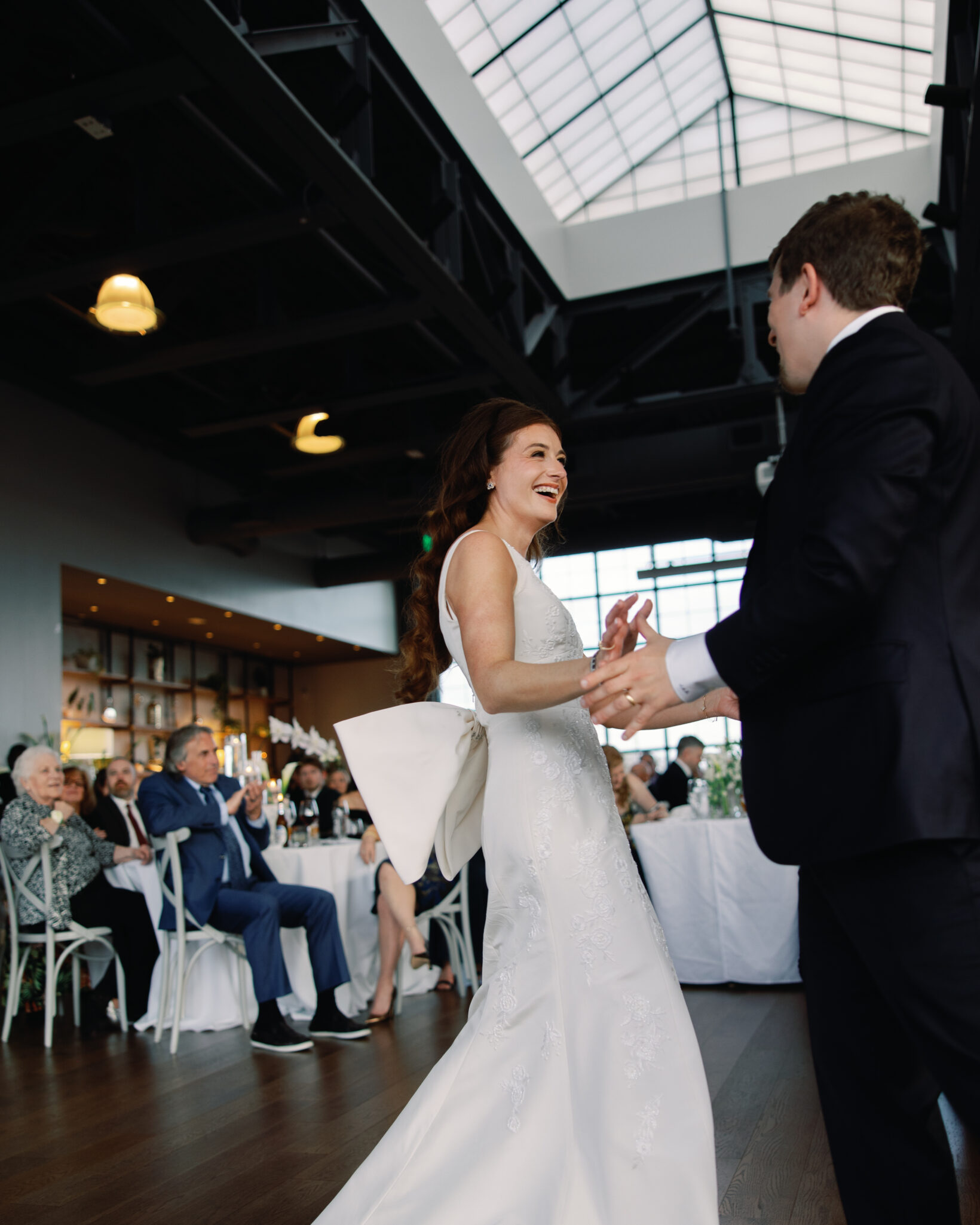 Rooftop wedding dancing downtown asheville from The Solarium