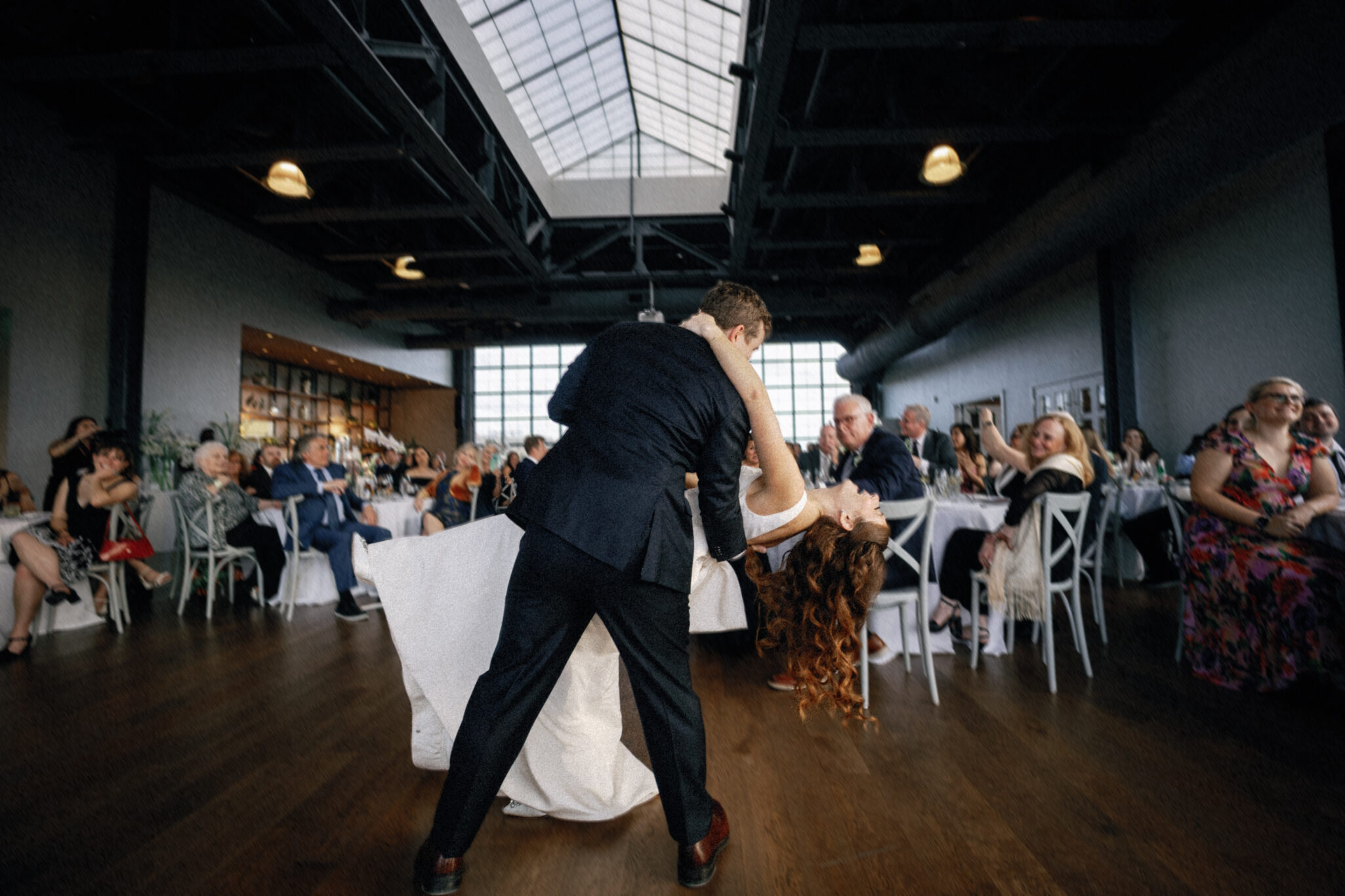 Rooftop wedding dancing downtown asheville from The Solarium