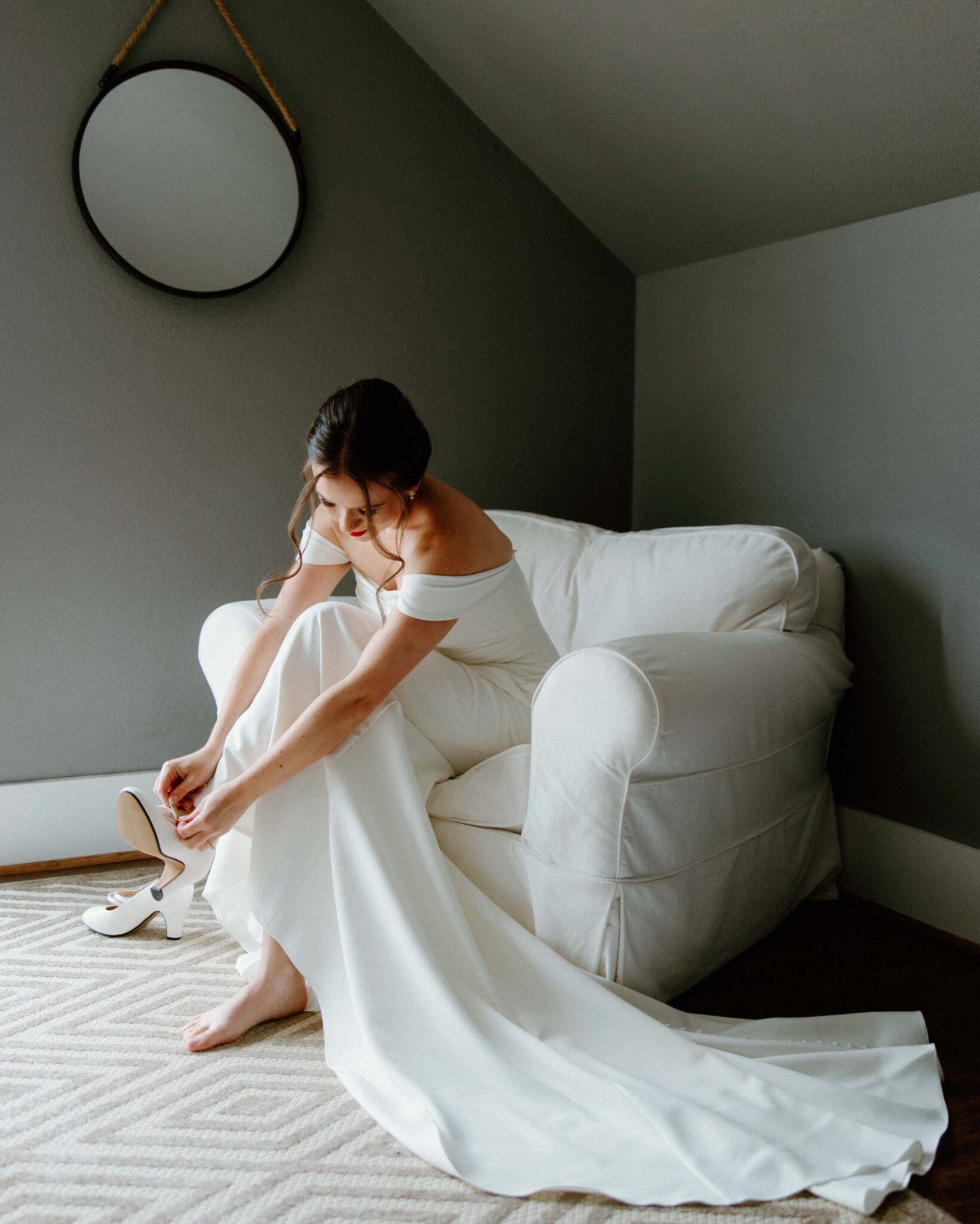 Bride getting ready inside at The Farm a Gathering Place