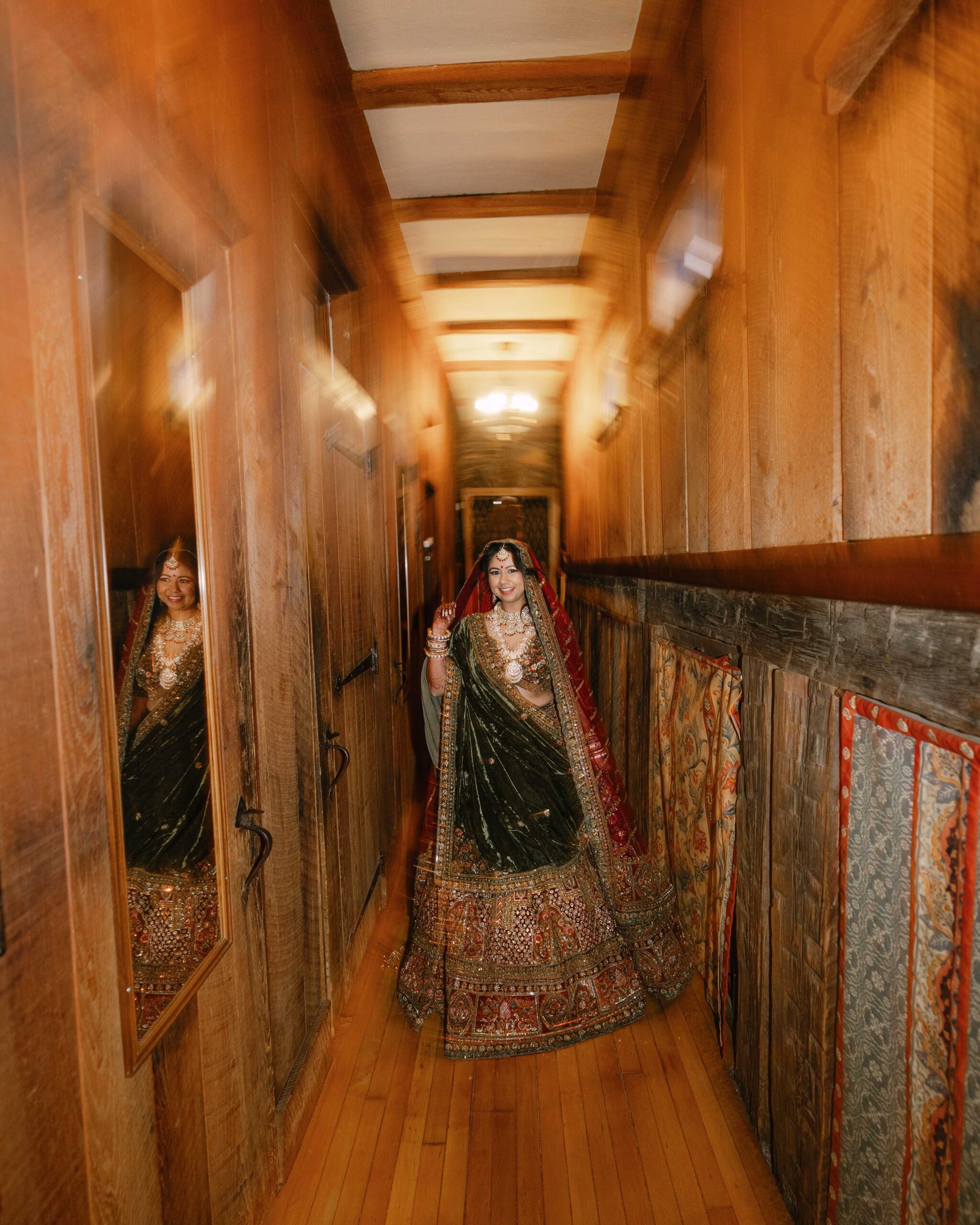 Traditional Indian wedding attire photographed in natural spring light at the Douglas Ellington House.