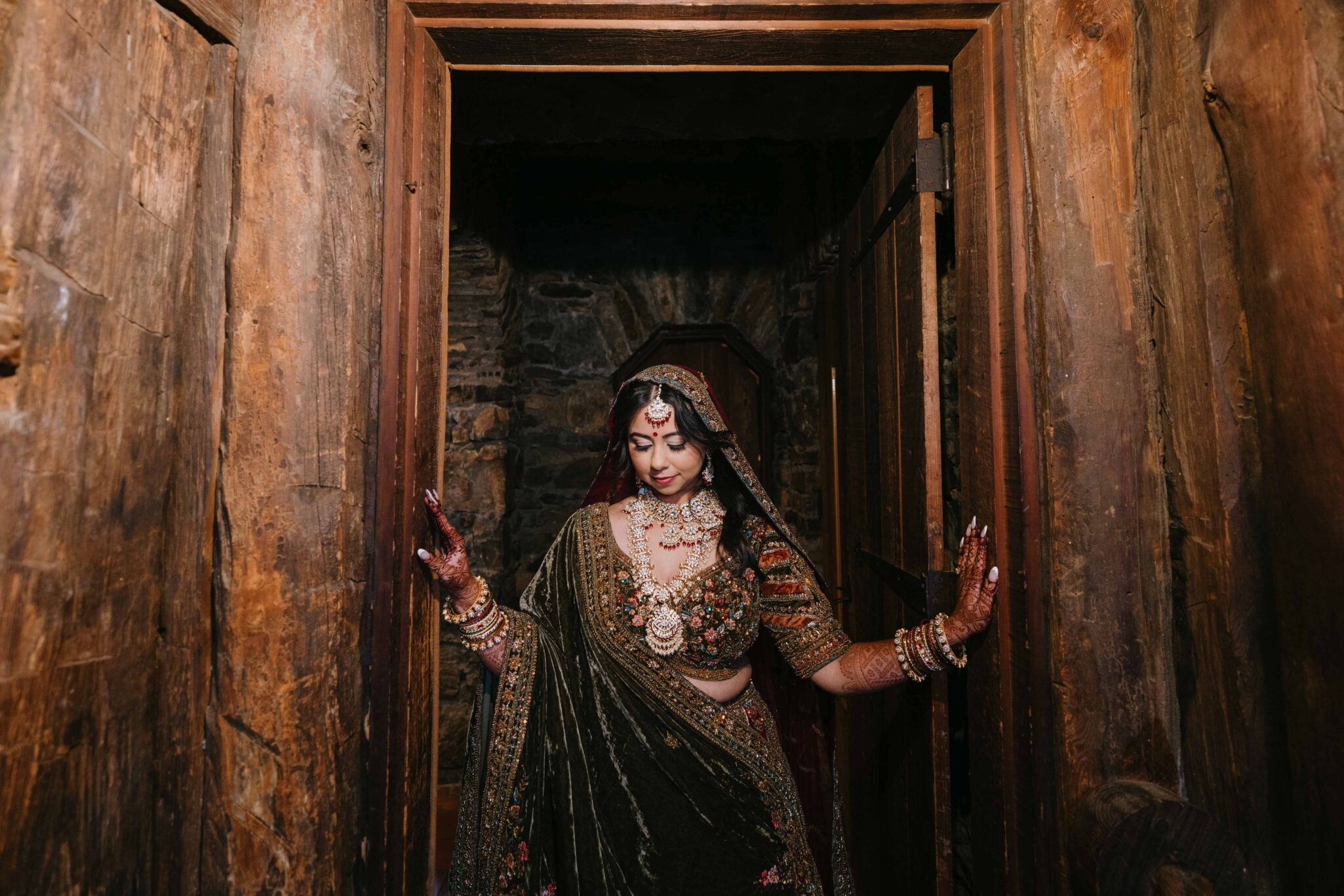 Indian Bride getting ready inside Douglas Ellington House, Asheville Wedding venue. 