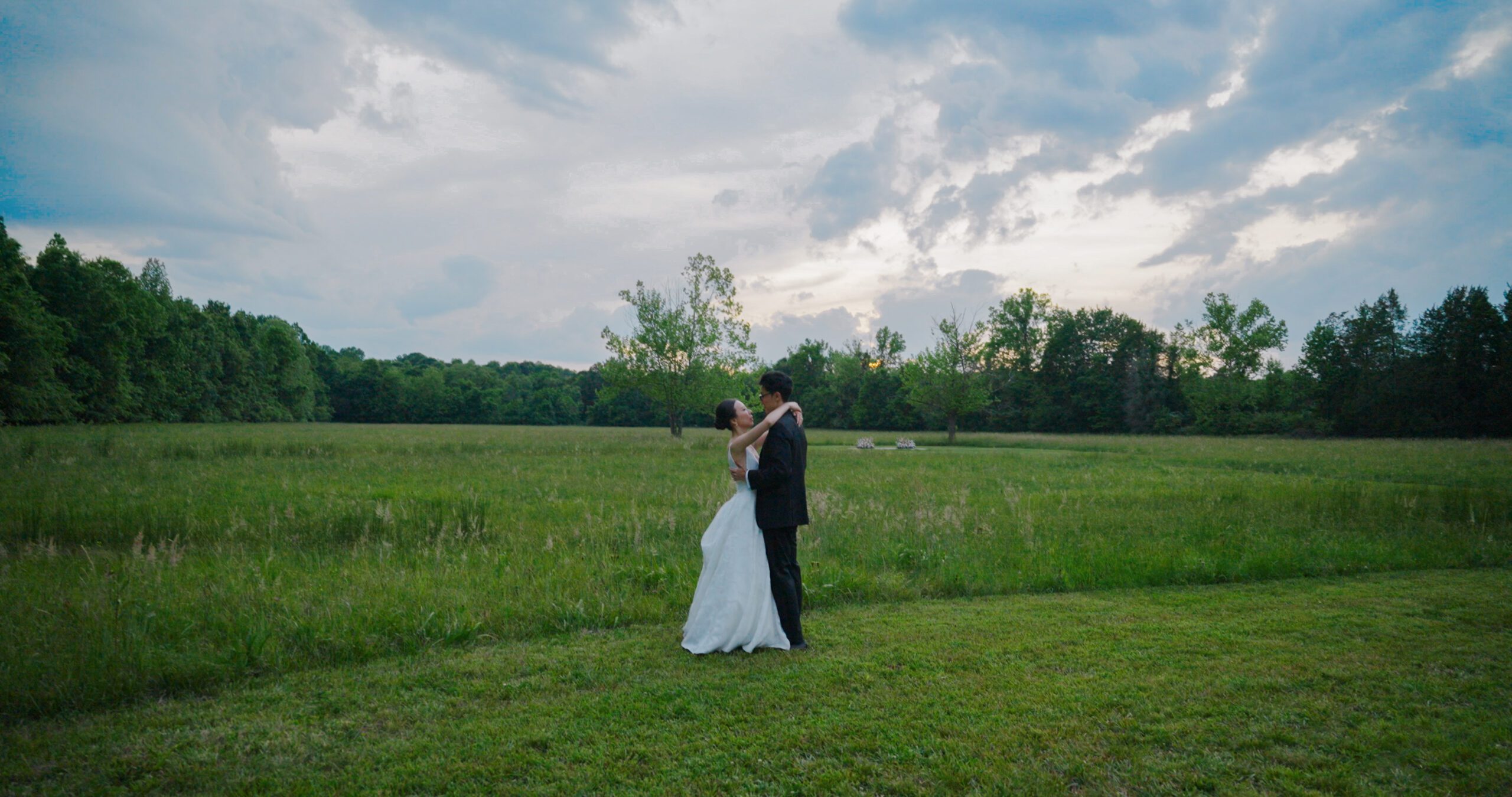A film still from Christie and Hao’s wedding at The Little Chapel at Haven Ridge.