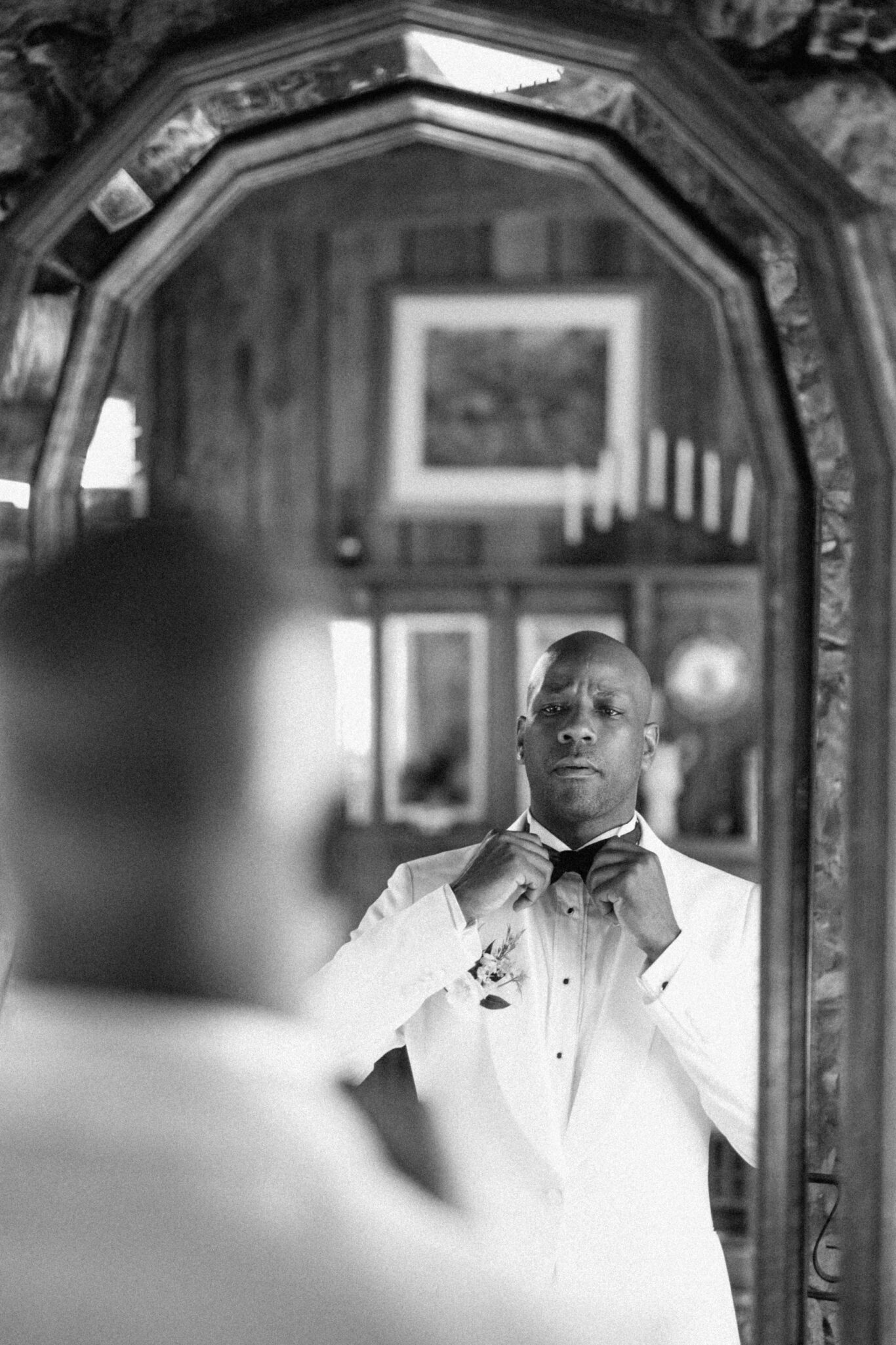 Groom portrait before wedding ceremony