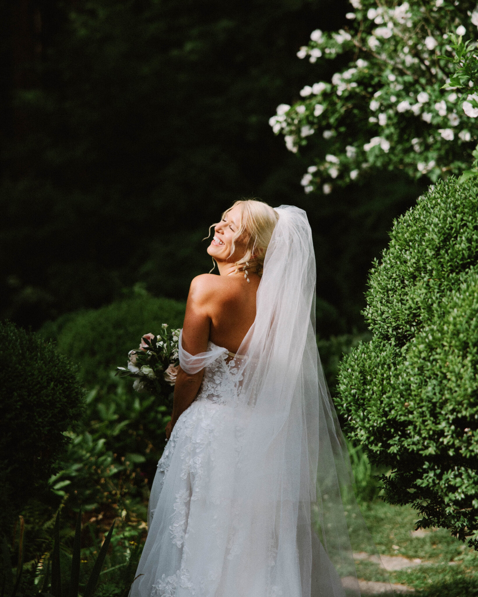 bride in the sun at Douglas Ellington House