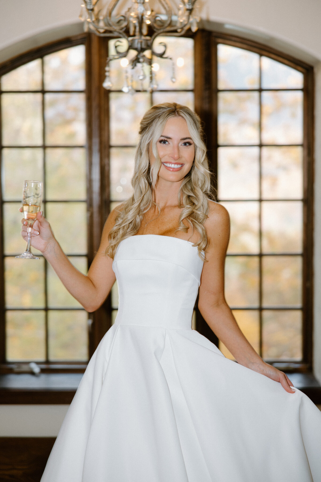 Bride getting ready at Castle Ladyhawke on her wedding day.