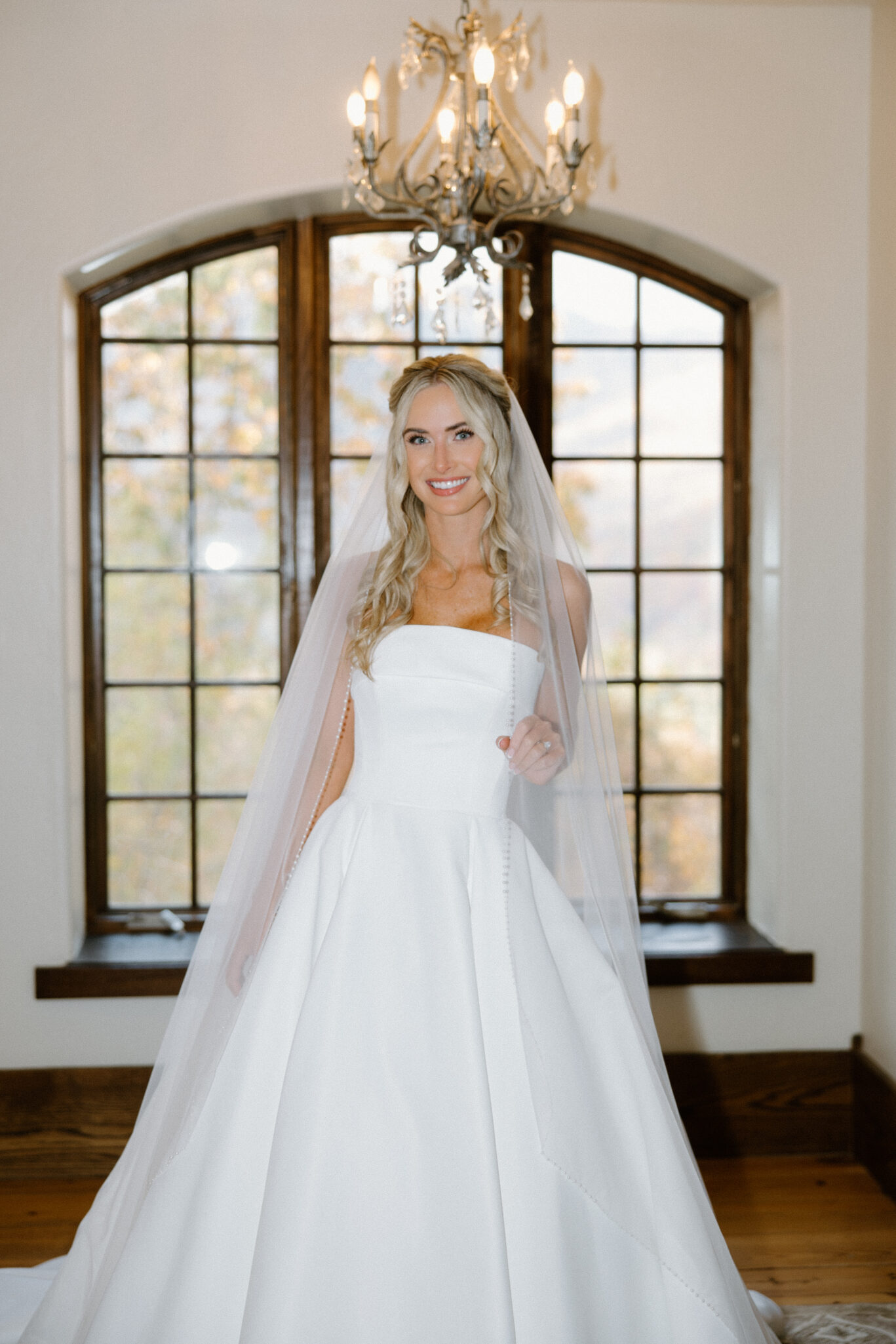 Bride getting ready at Castle Ladyhawke on her wedding day.