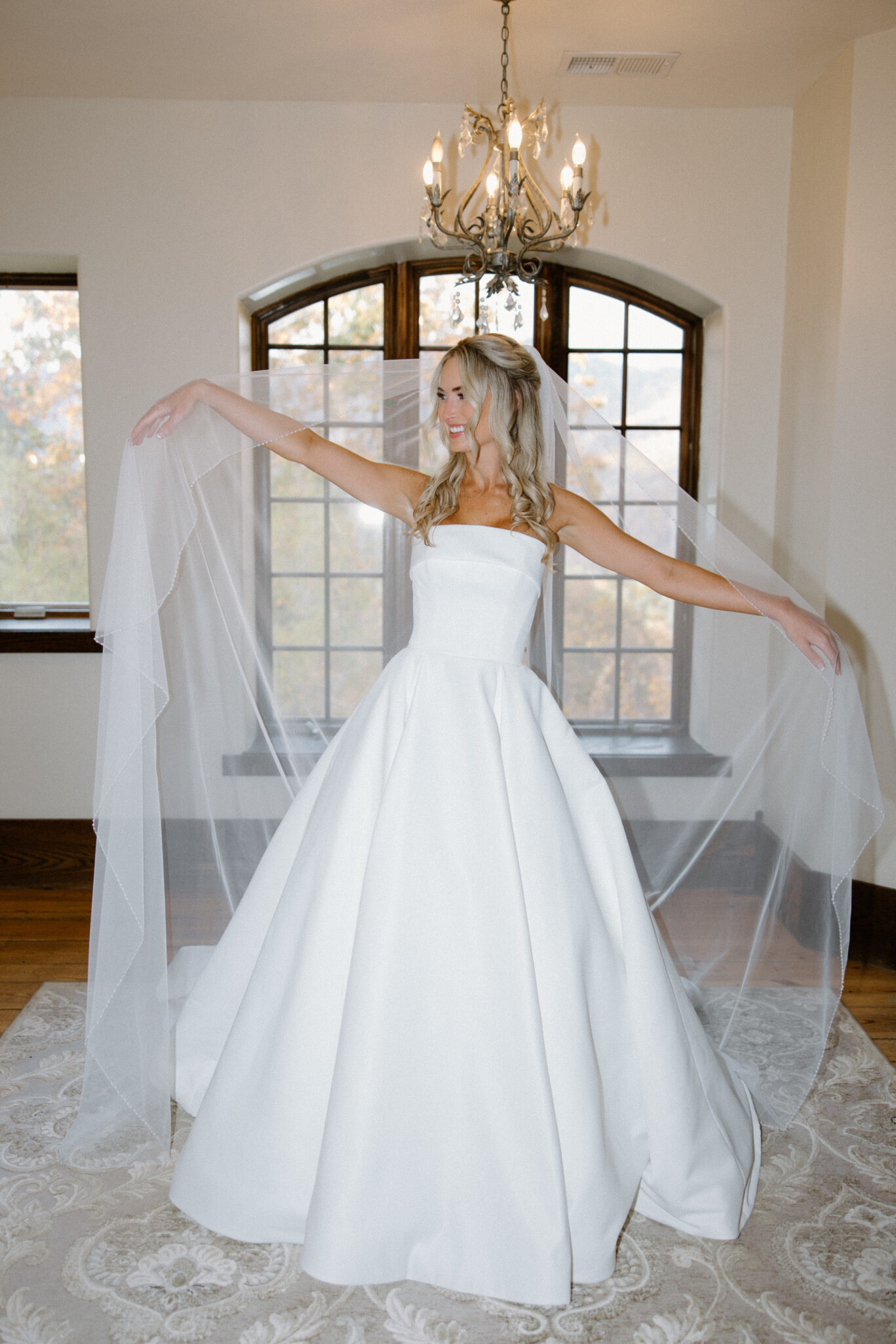 Bride getting ready at Castle Ladyhawke on her wedding day.