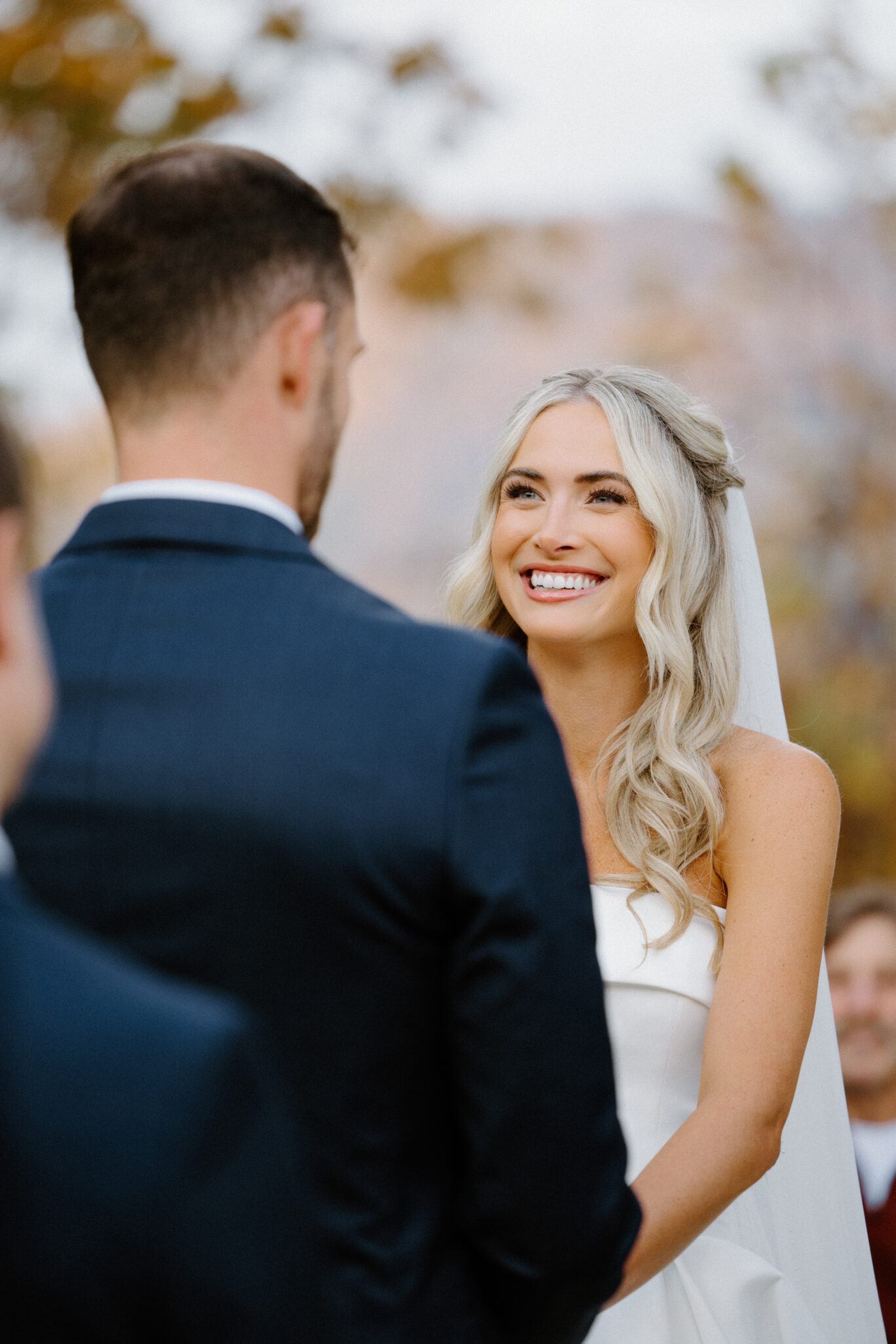 Fall Mountaintop mansion Wedding Ceremony at Castle Ladyhawke  bride
