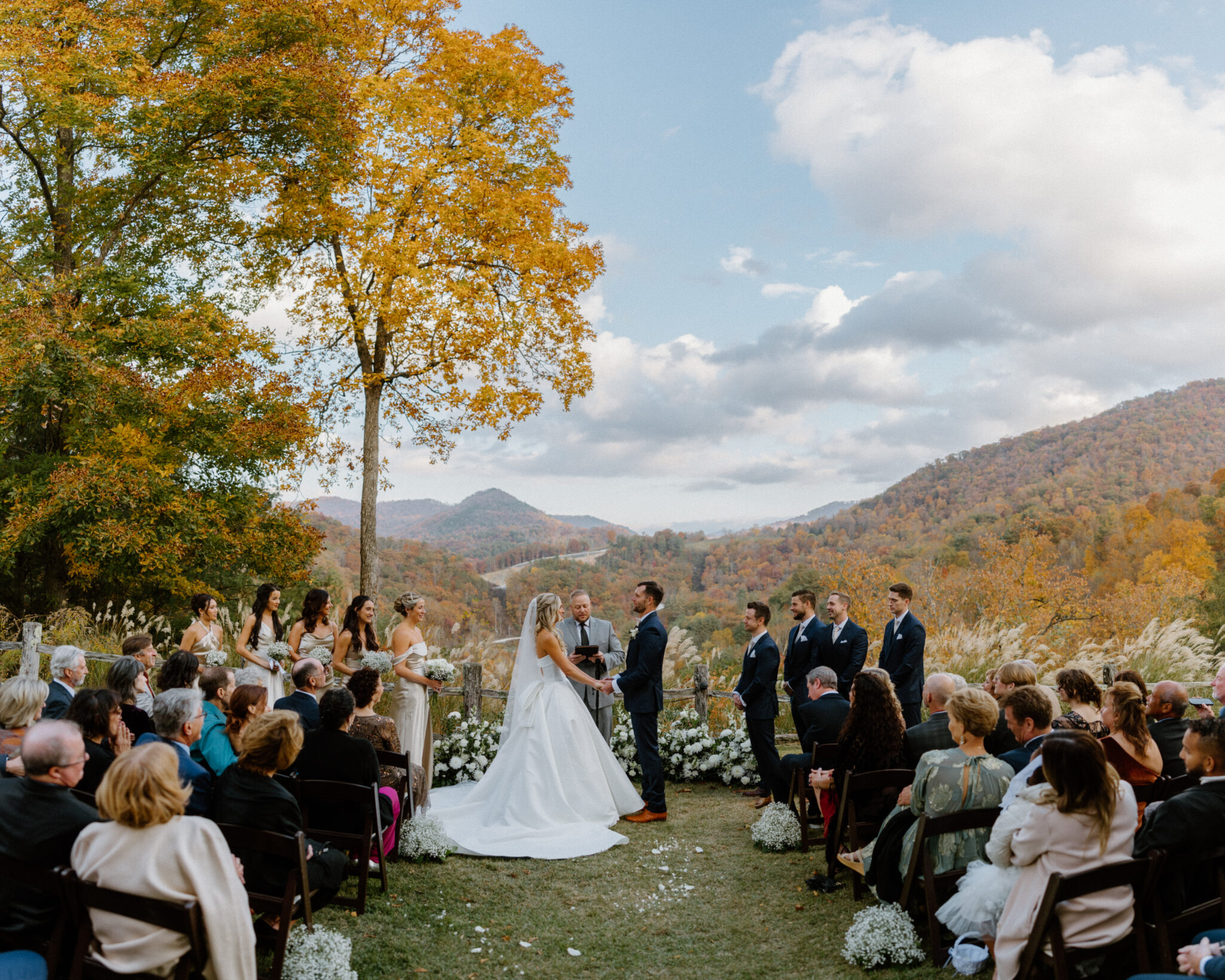 Fall Mountaintop mansion Wedding Ceremony at Castle Ladyhawke 