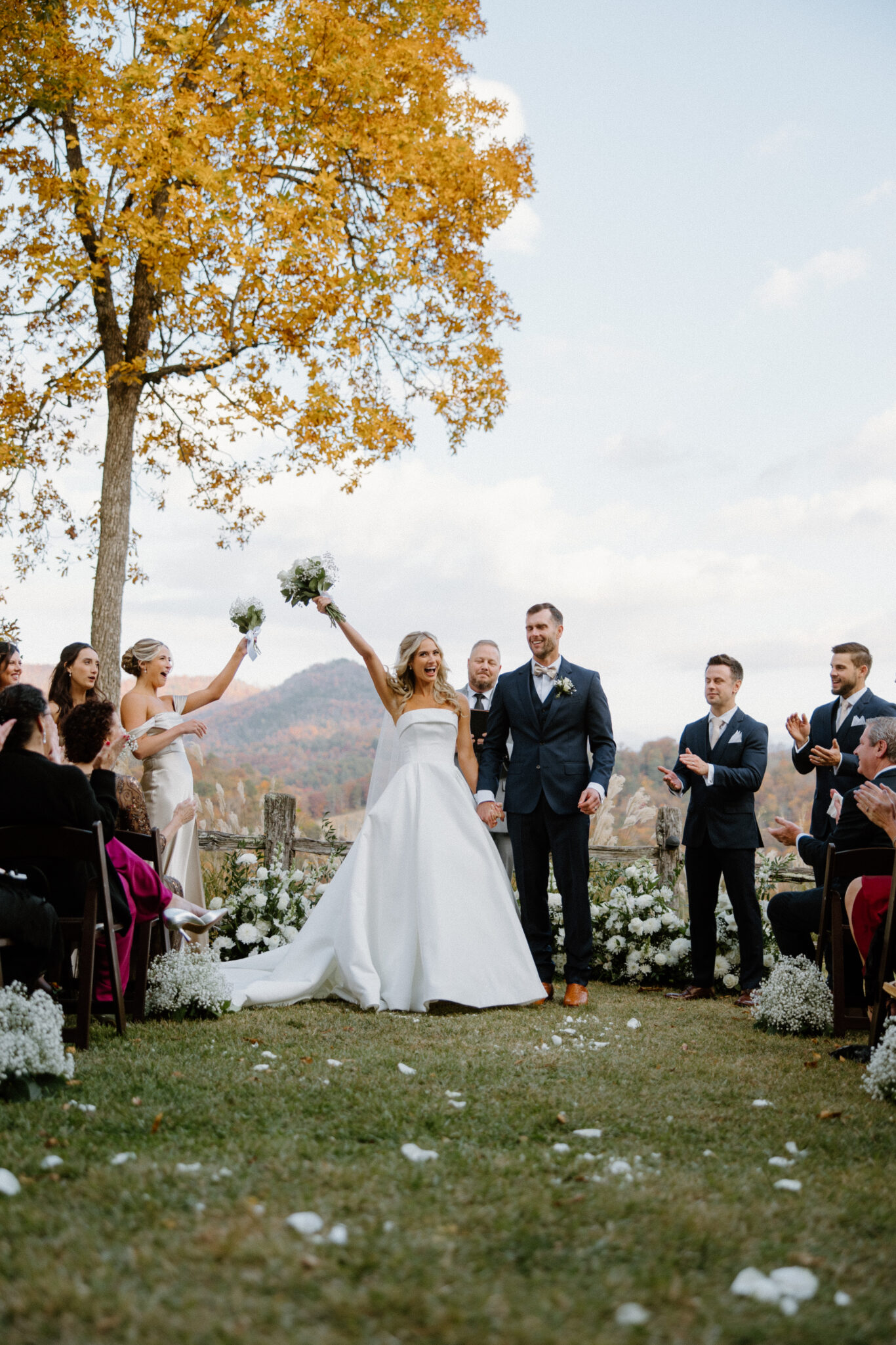 Fall Mountaintop mansion Wedding Ceremony at Castle Ladyhawke 