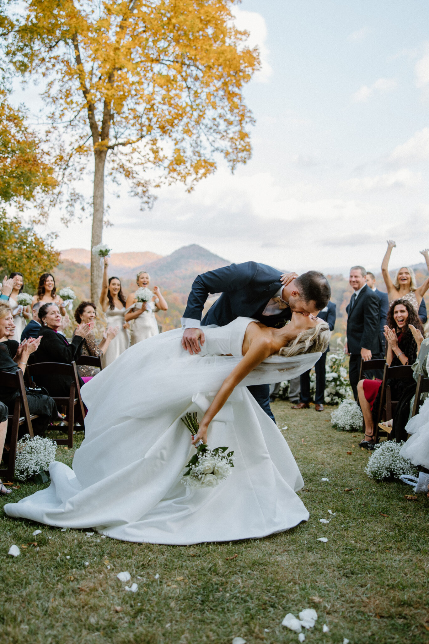 Fall Mountaintop mansion Wedding Ceremony at Castle Ladyhawke 