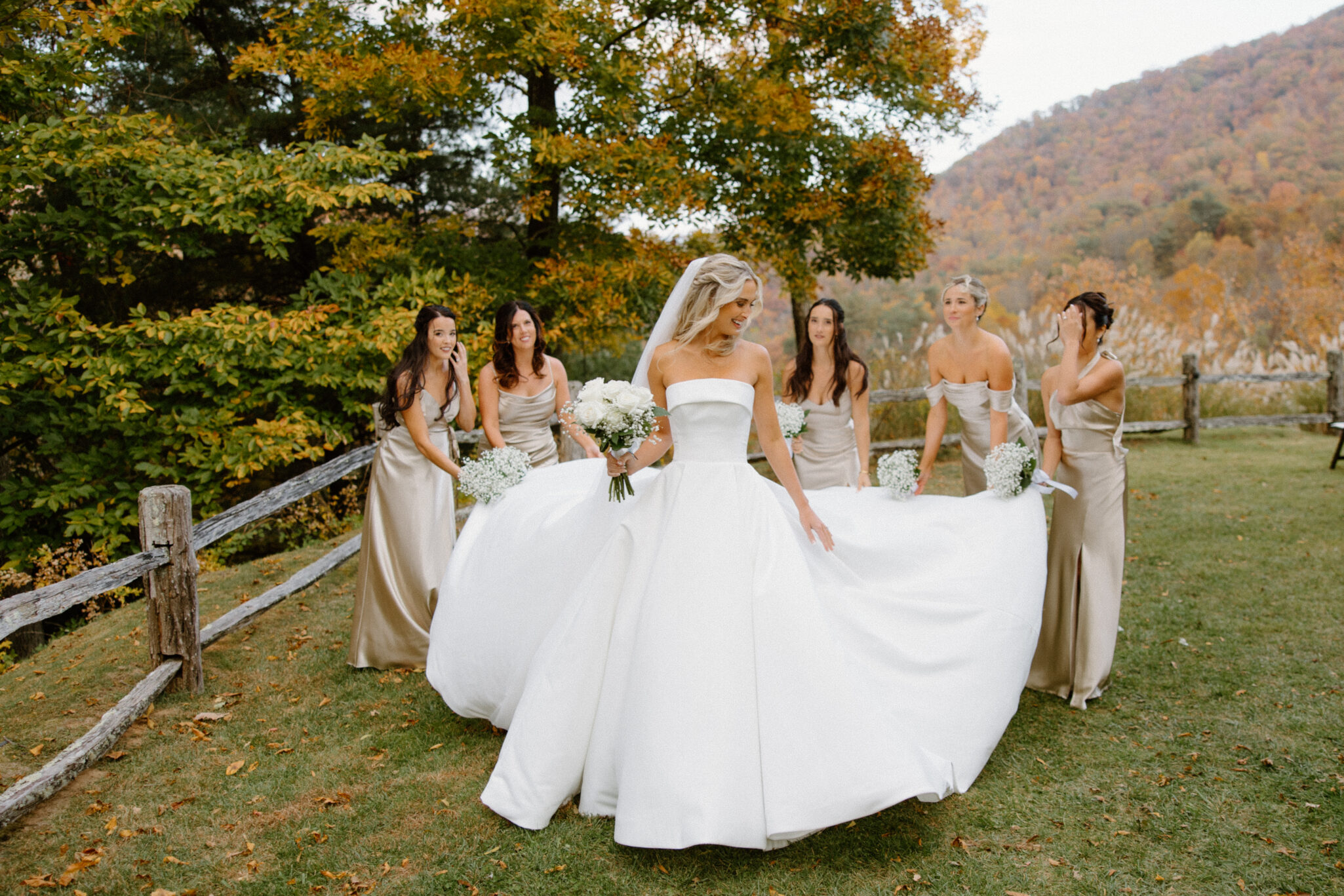 Fall Mountaintop mansion Wedding bridesmaids at Castle Ladyhawke 