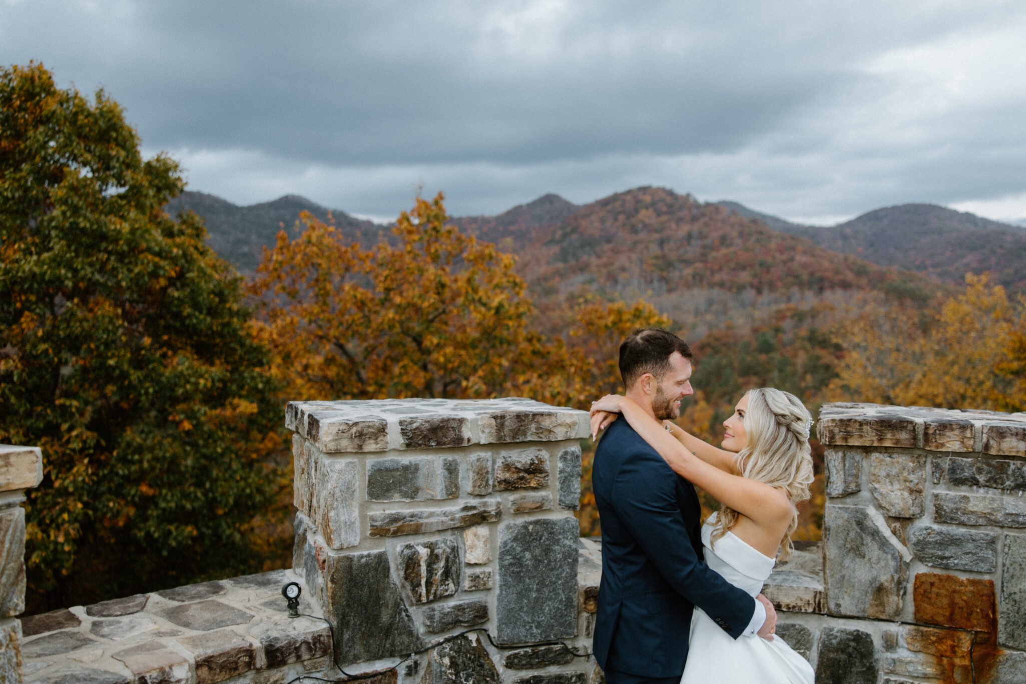 Fall Mountaintop mansion Wedding bride at Castle Ladyhawke 