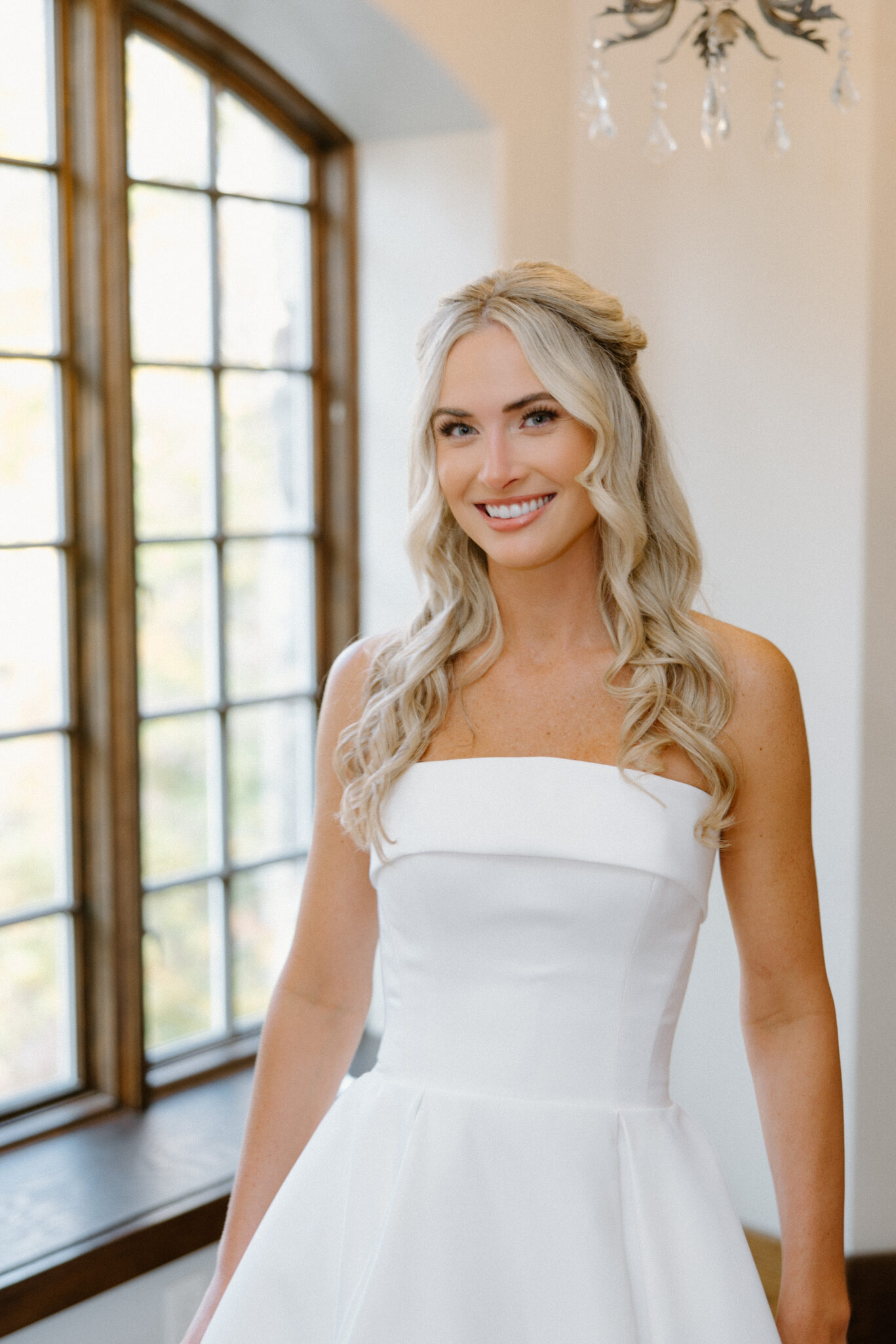 Bride getting ready at Castle Ladyhawke on her wedding day.