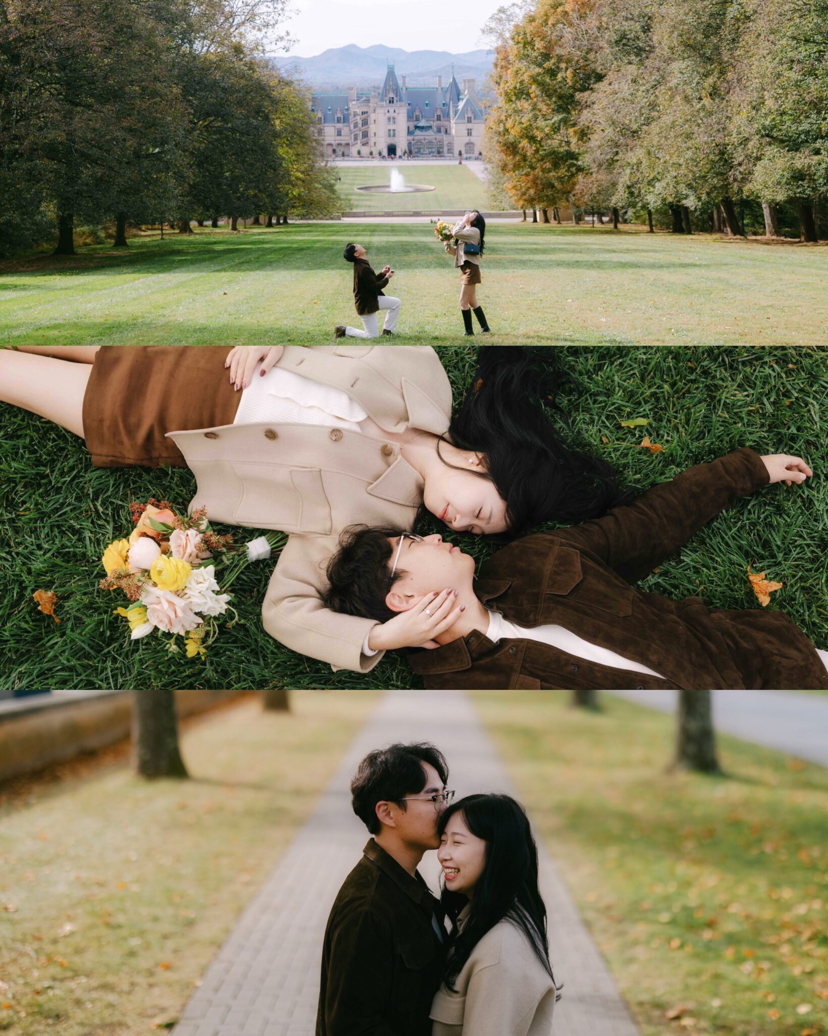 korean couple engagement session at biltmore estate in asheville nc