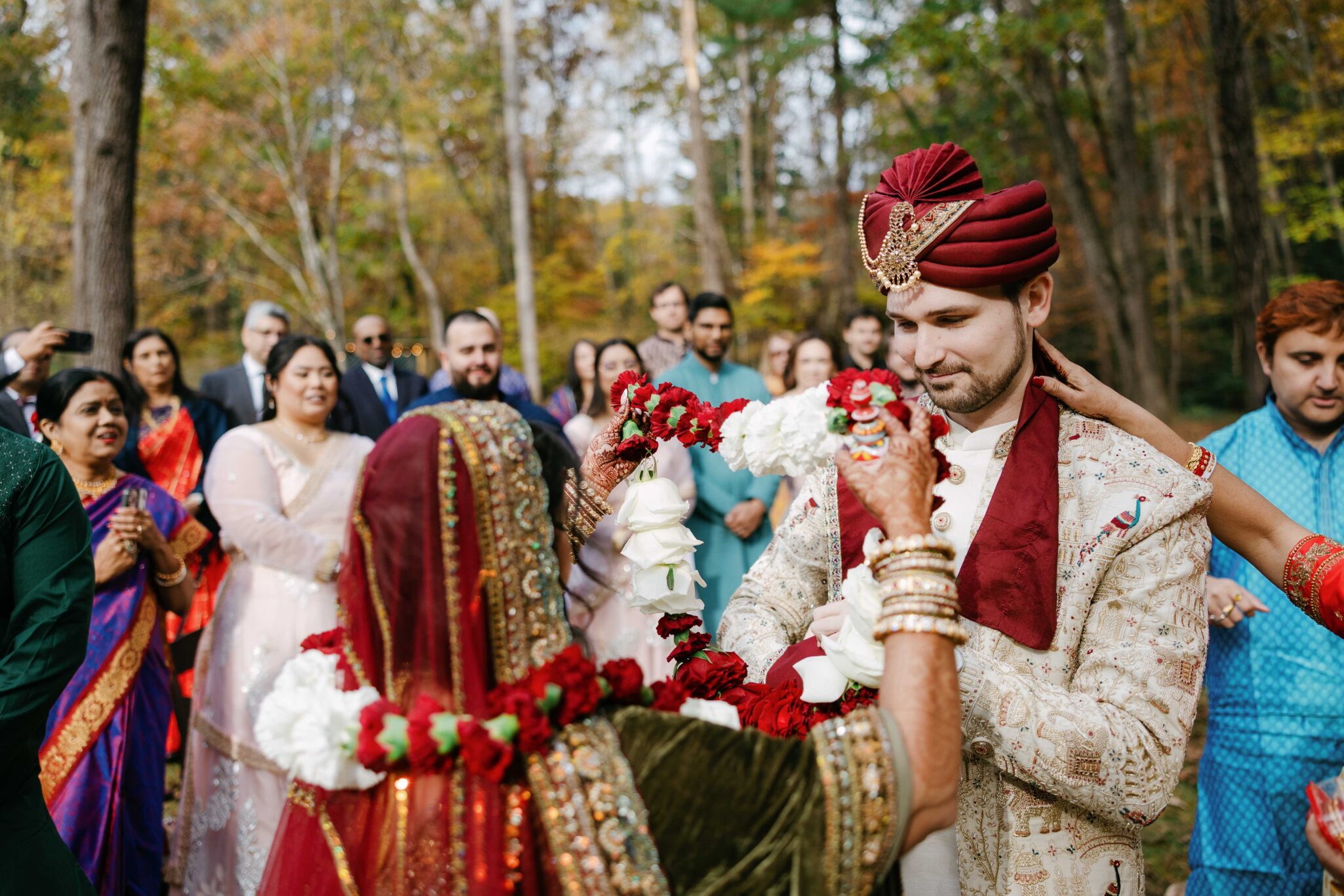 Bride and groom enter Baraat moment captured with documentary-style photography at the Douglas Ellington House.