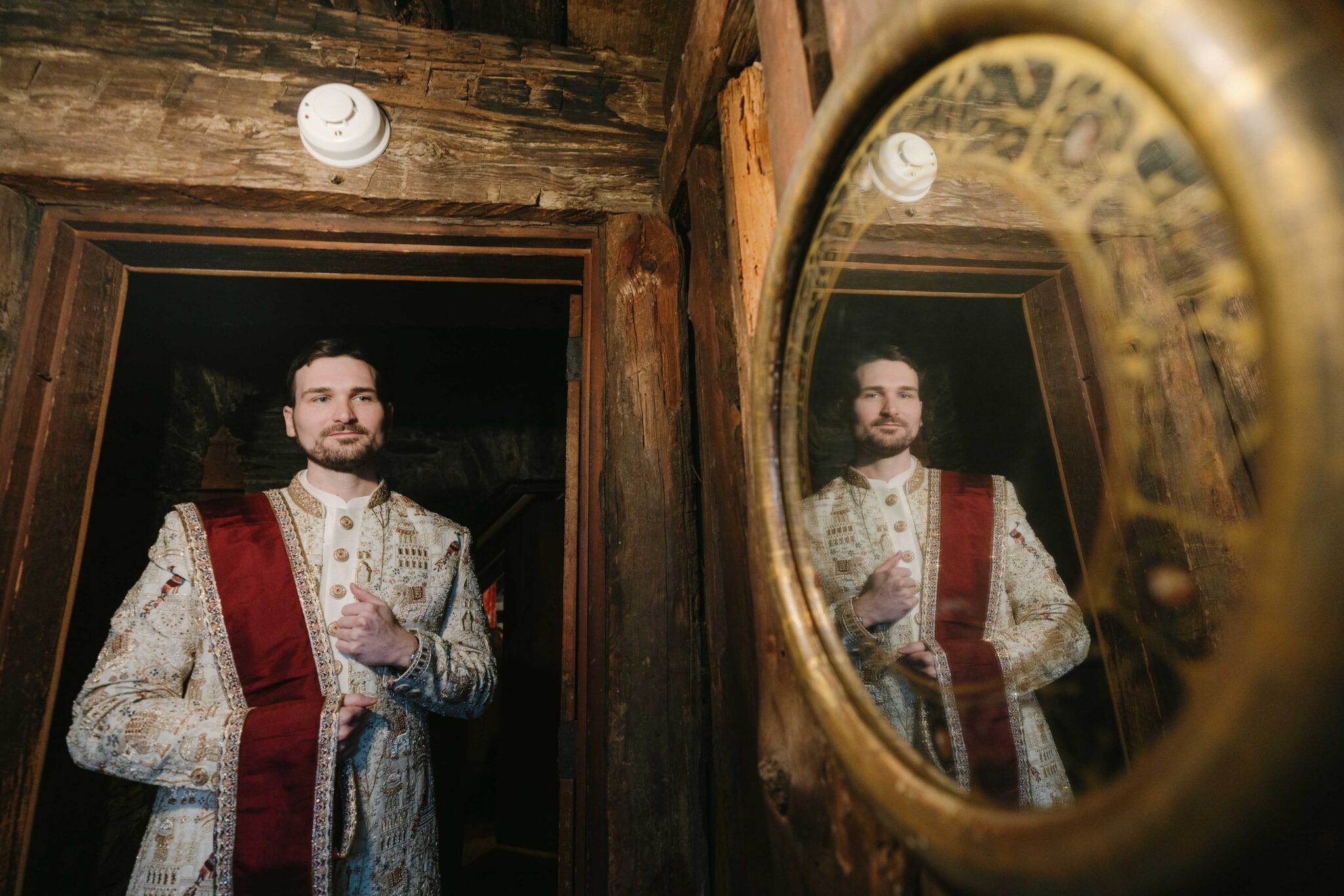 Indian Bride getting ready inside Douglas Ellington House, Asheville Wedding venue. 