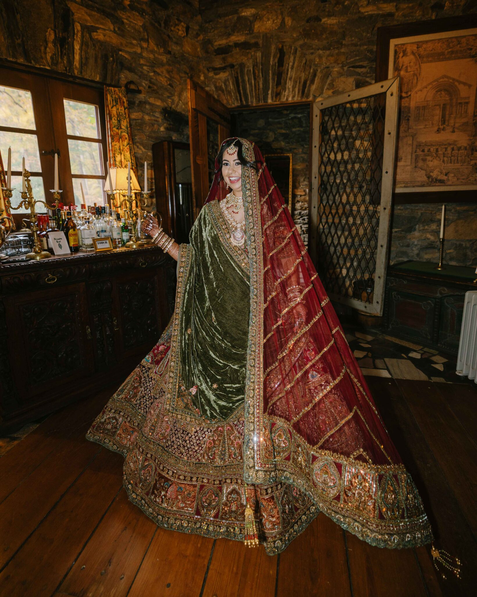 Indian Bride getting ready inside Douglas Ellington House, Asheville Wedding venue. 