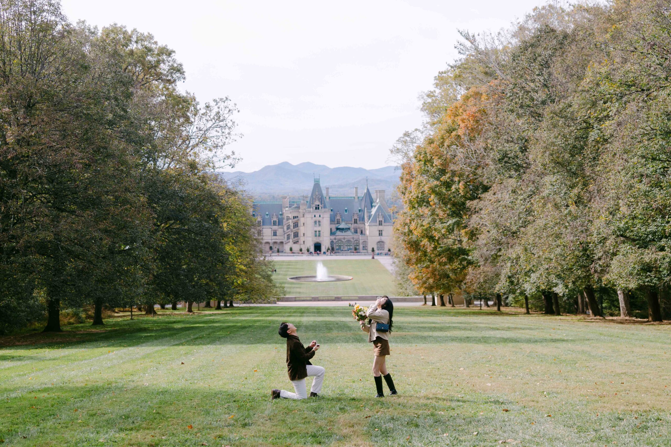 korean couple engagement session at biltmore estate in asheville nc