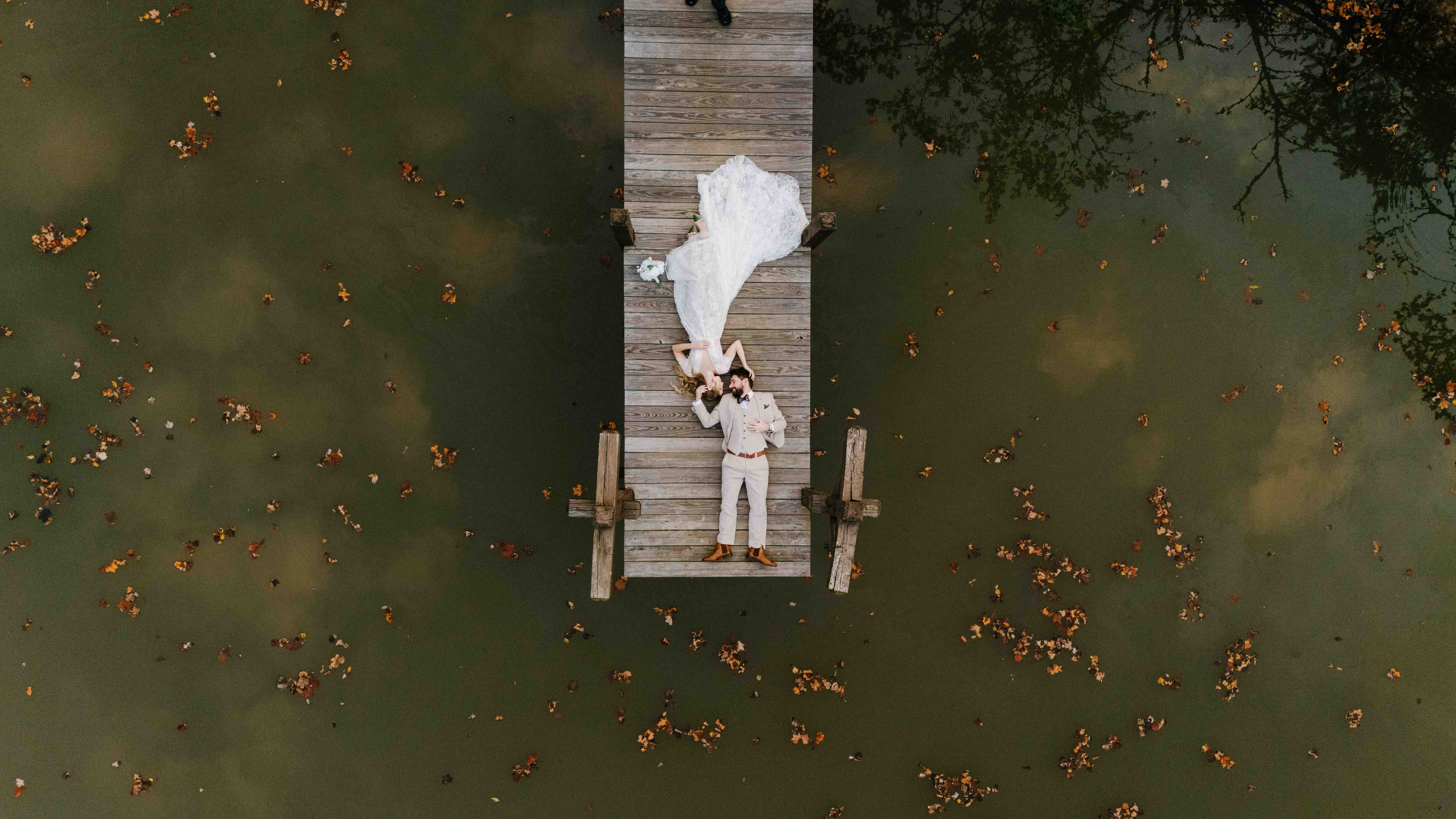 drone shot Asheville elopement photographer capturing intimate backyard ceremony