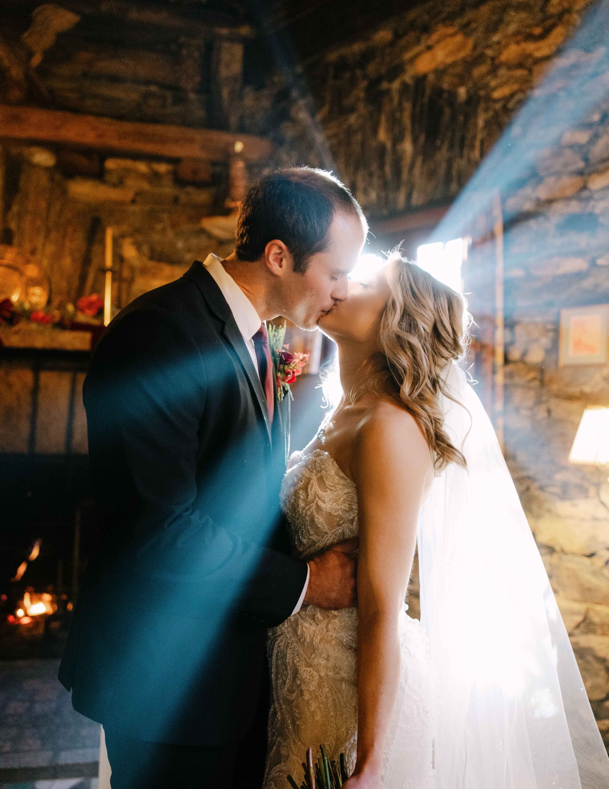 douglas ellington house wedding inside with beams of light.