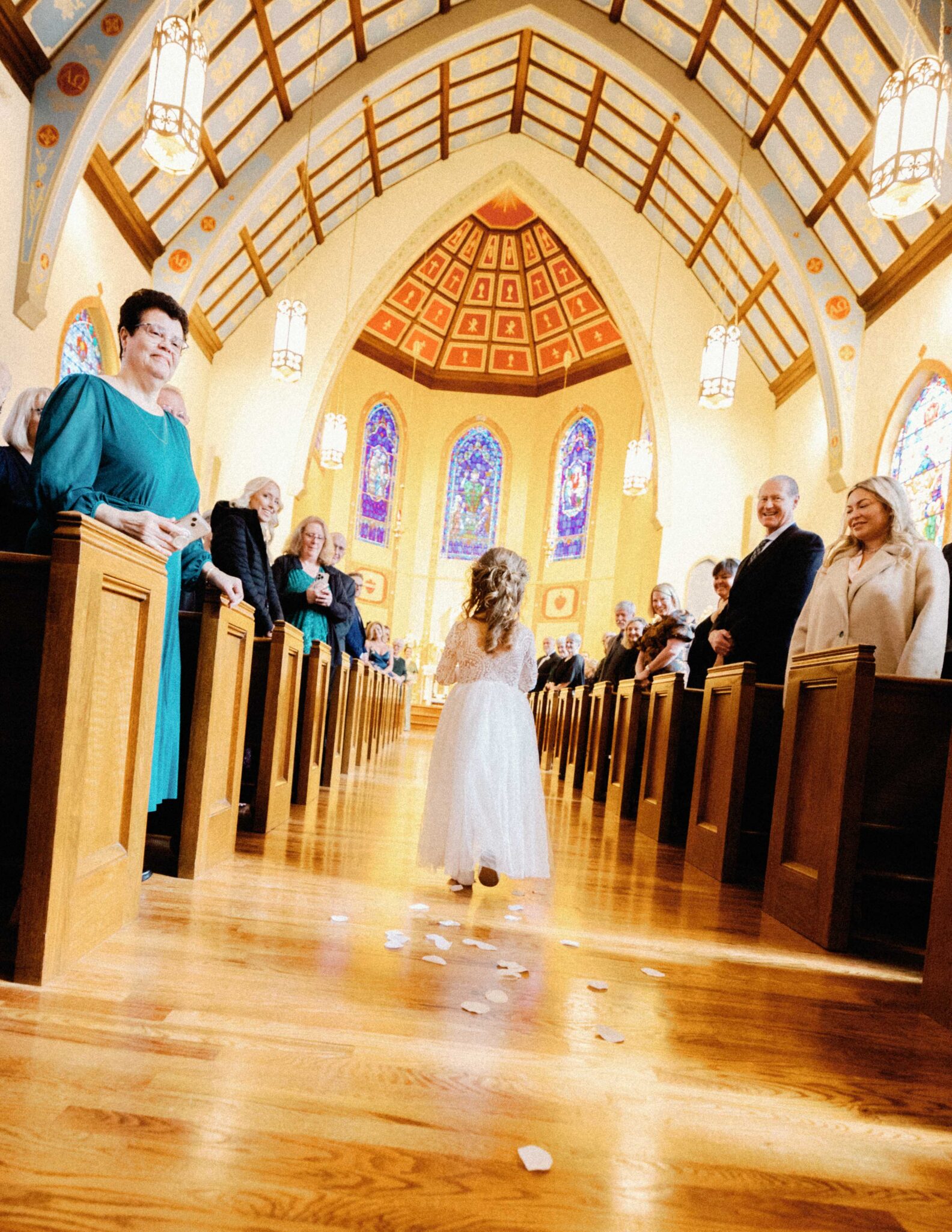 flower girl ceremony at Cathedral of St Patrick Charlotte
