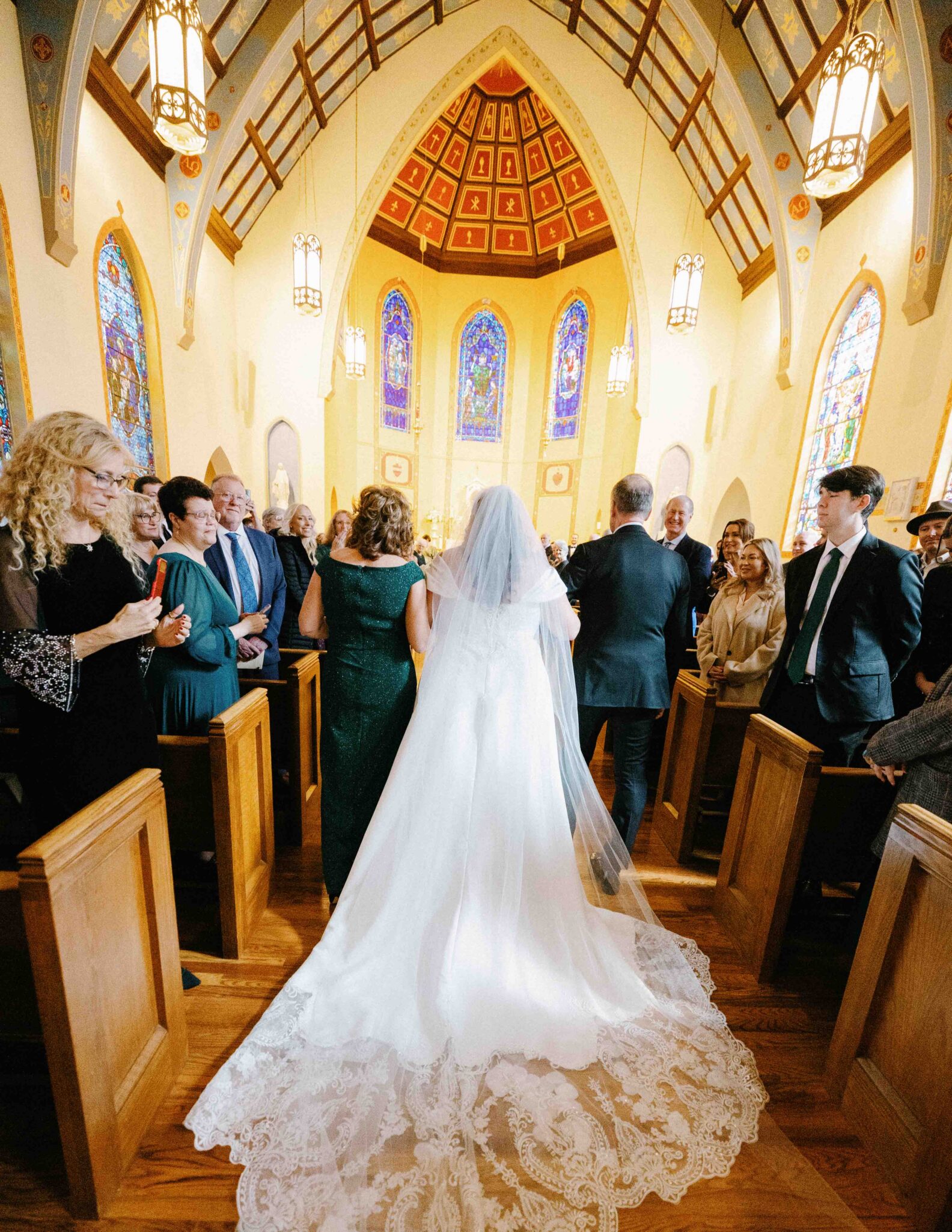 Bride and groom ceremony at Cathedral of St Patrick Charlotte