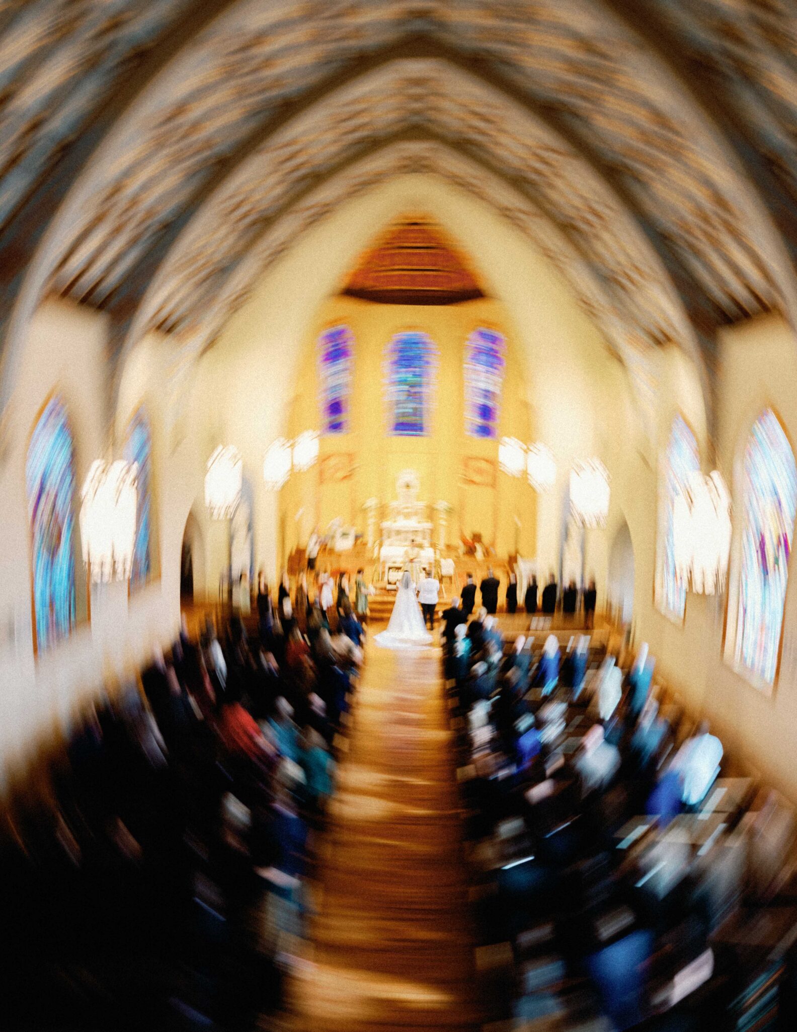 Bride and groom ceremony at Cathedral of St Patrick Charlotte